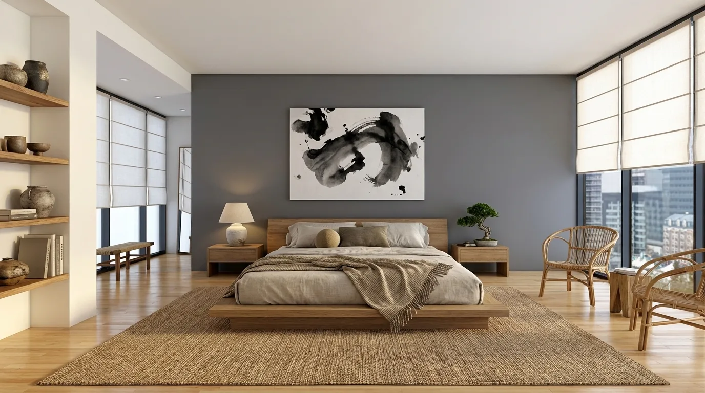 Bedroom after - Japandi style